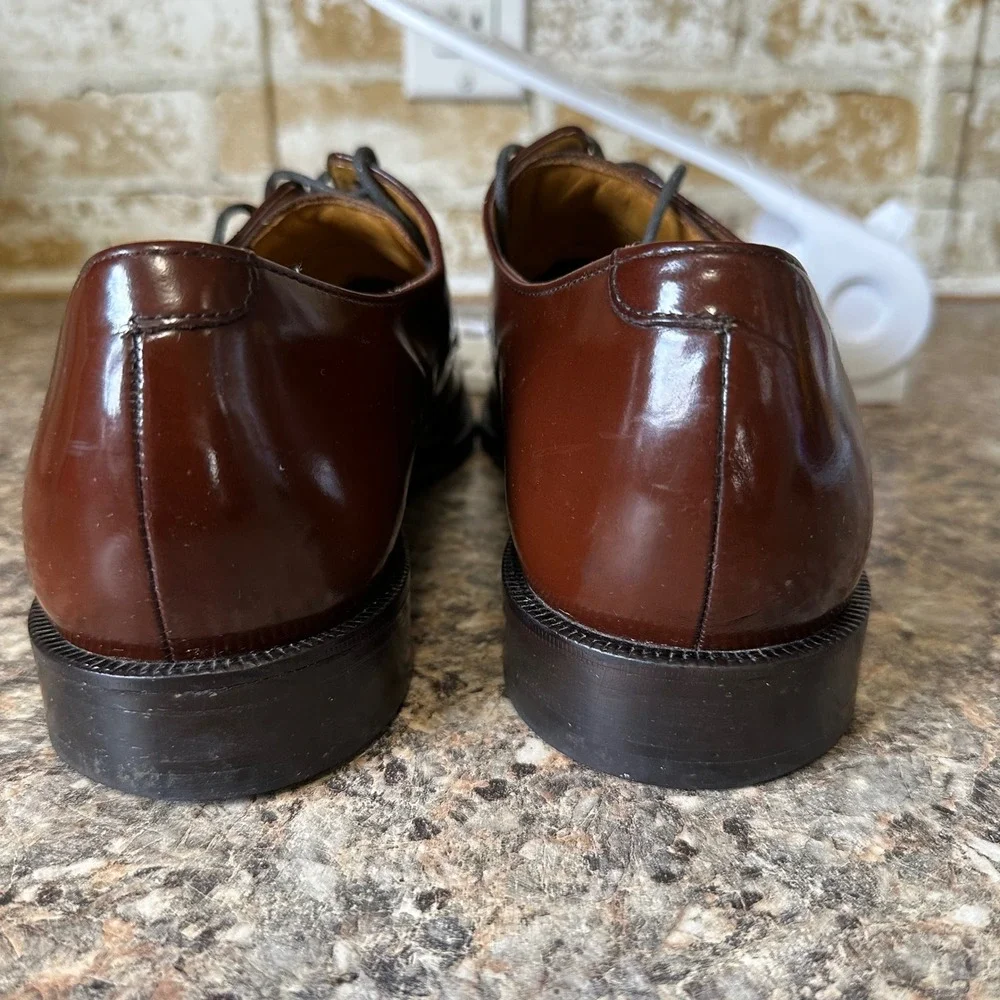 Cole Haan Derby Shoes Men 10M Brown Good Nike Air Apron Toe C09440 Mahogany